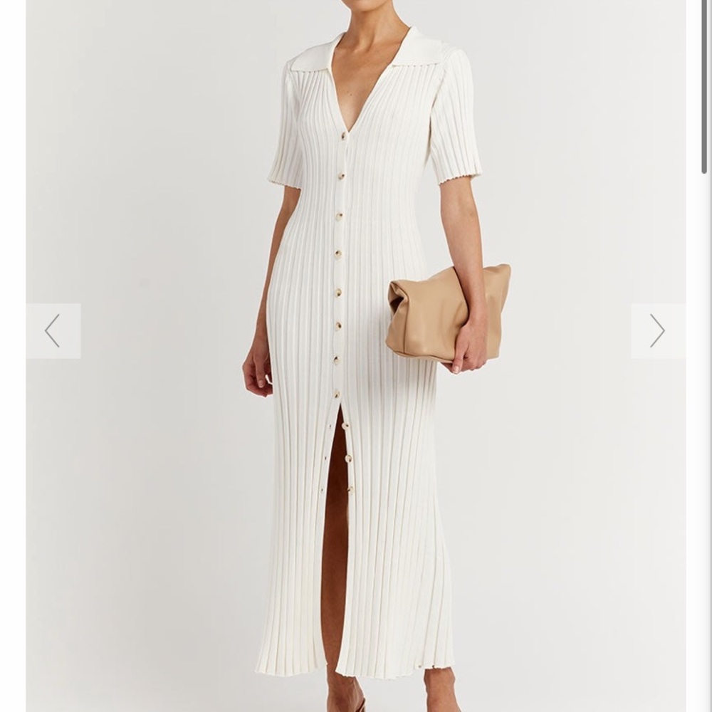 RHODES OFF WHITE KNIT MIDI DRESS XS